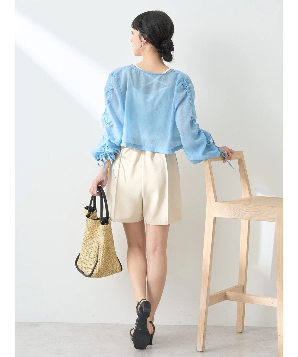 earth music&ecology キラキラシアーギャザーシャツ 