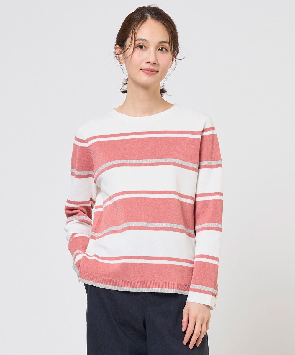 J.PRESS LADIES Cotton Acetate ブロッキング ボーダー ニット 