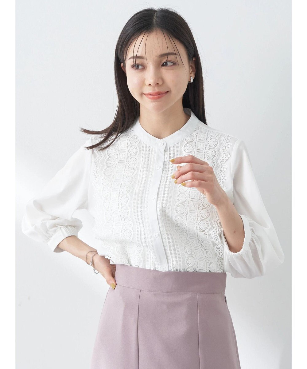 earth music&ecology フロントレースシフォンブラウス 