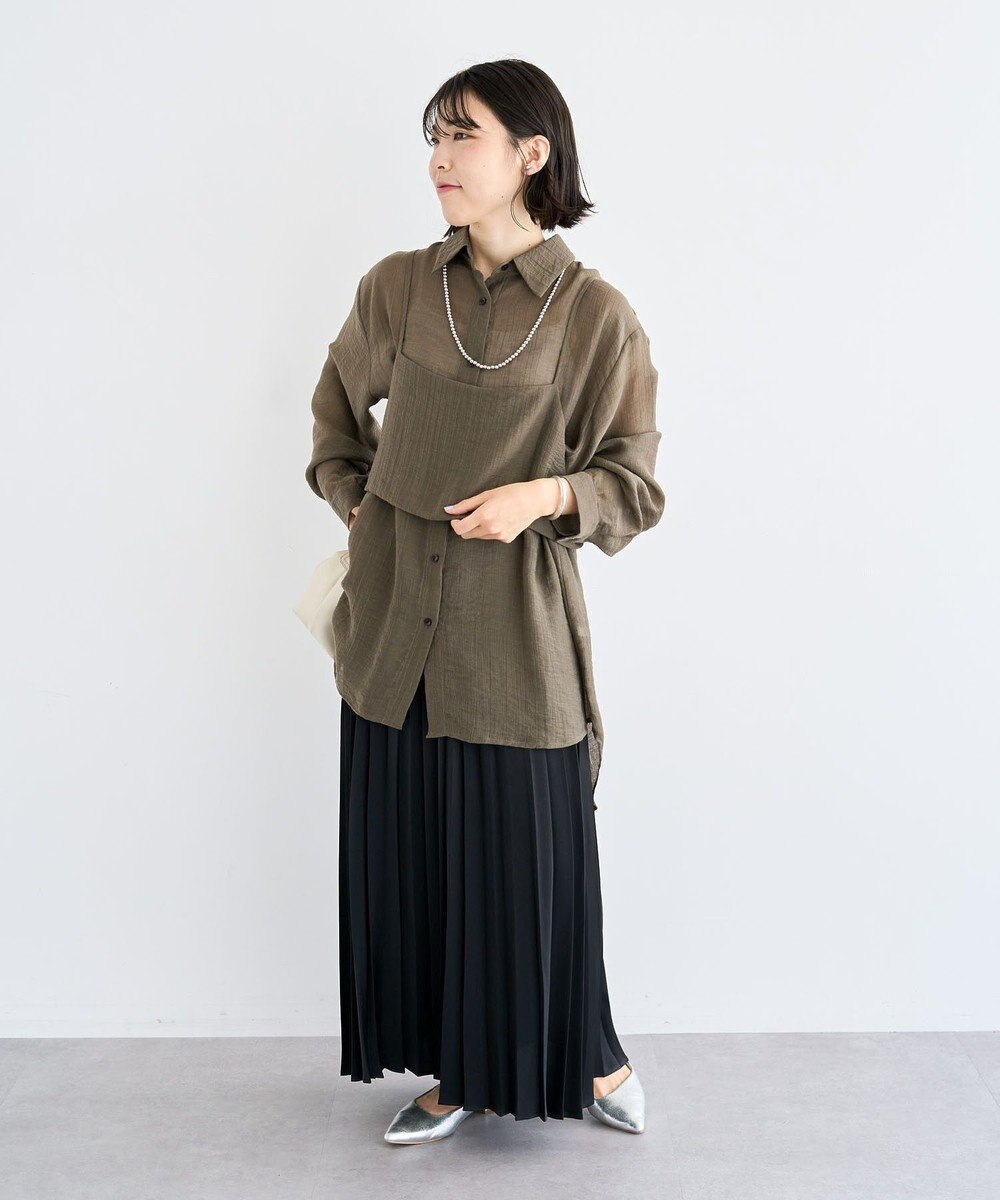 Green Parks サテン変形プリーツスカート 