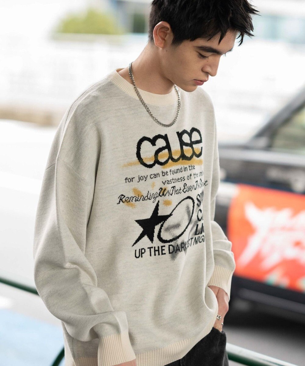 WEGO スプレーグラフィックニットプルオーバー 