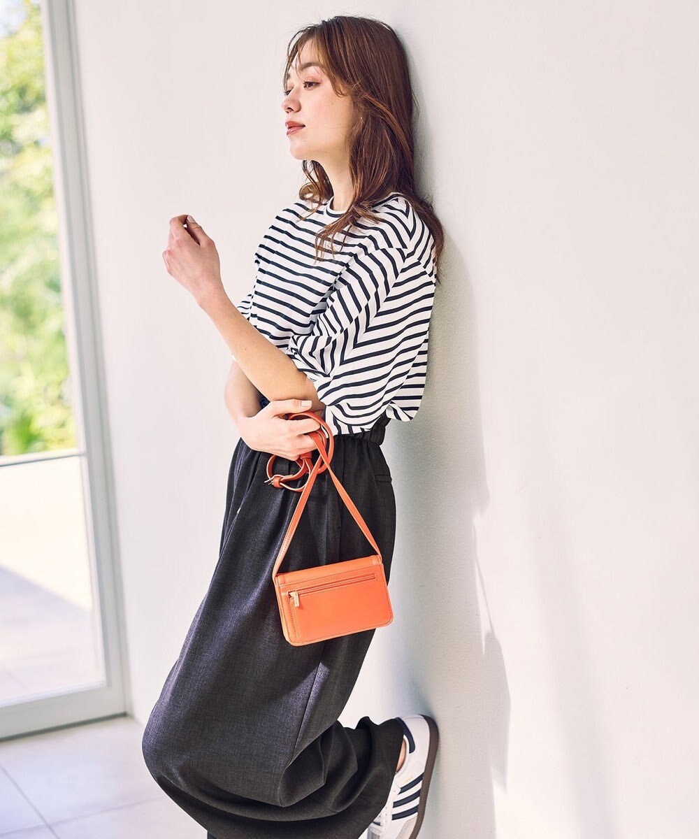 ANY L ツイストスリーブボーダートップス 