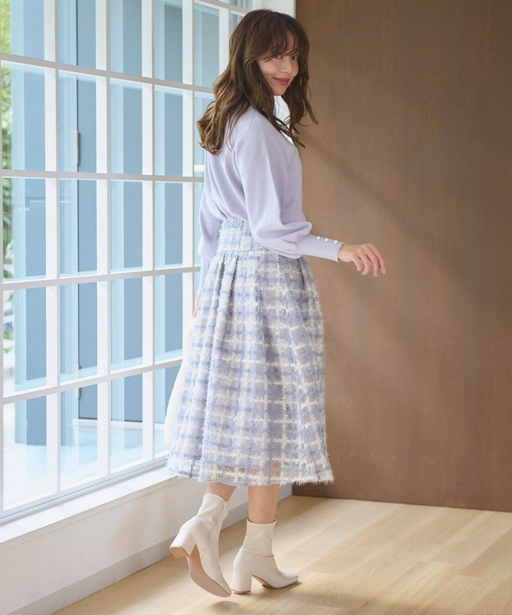 Feroux ラメチェック フレアスカート 