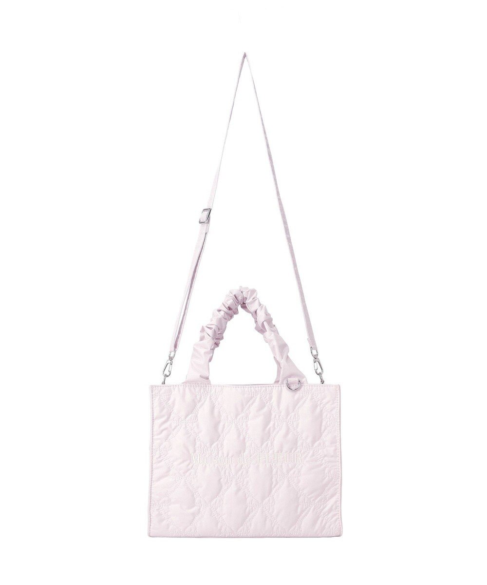 Maison de FLEUR ギャザーハンドル2Wayリボンキルティングトート 