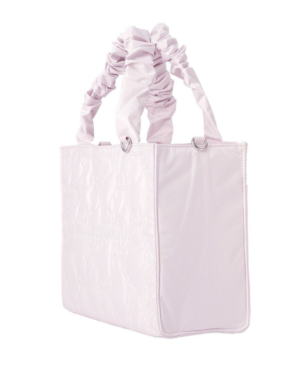 Maison de FLEUR ギャザーハンドル2Wayリボンキルティングトート 