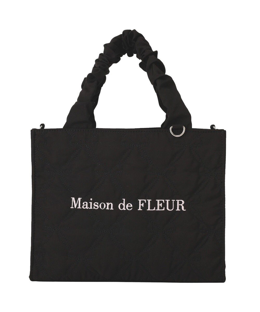 Maison de FLEUR ギャザーハンドル2Wayリボンキルティングトート 