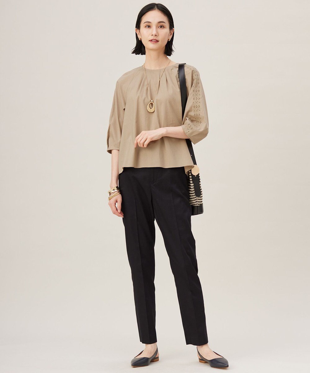 自由区 S 【UVカット・接触冷感・洗える】コットンサテンテーパード パンツ 