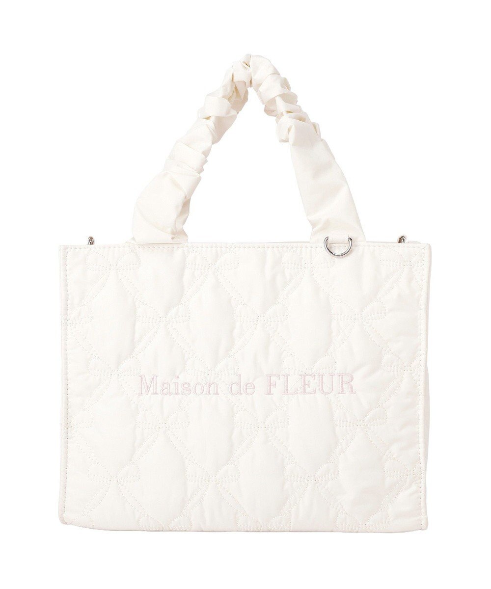 Maison de FLEUR ギャザーハンドル2Wayリボンキルティングトート 
