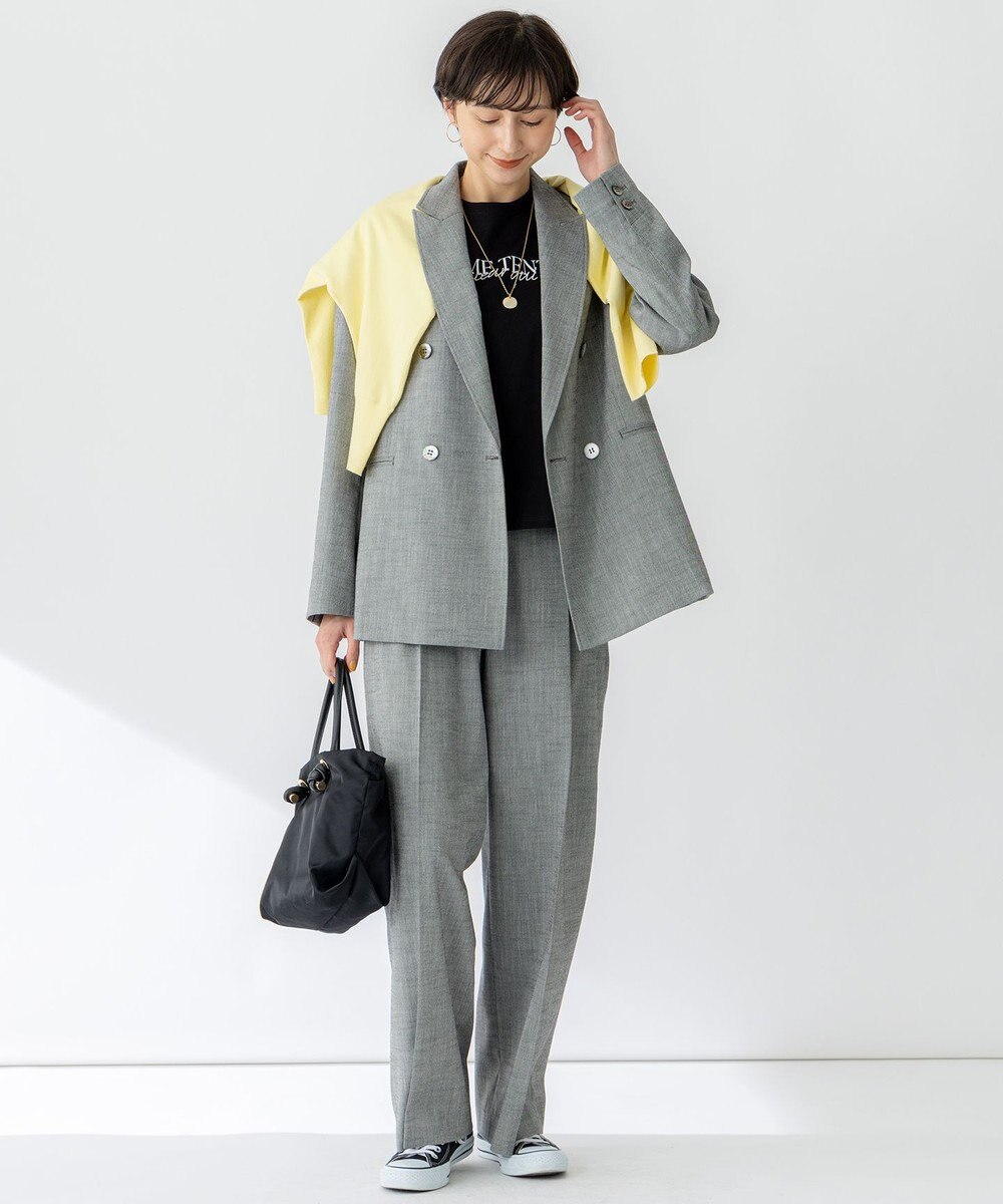 23区 【セットアップ対応/洗える】スラブツイードストレッチ ワイド パンツ 