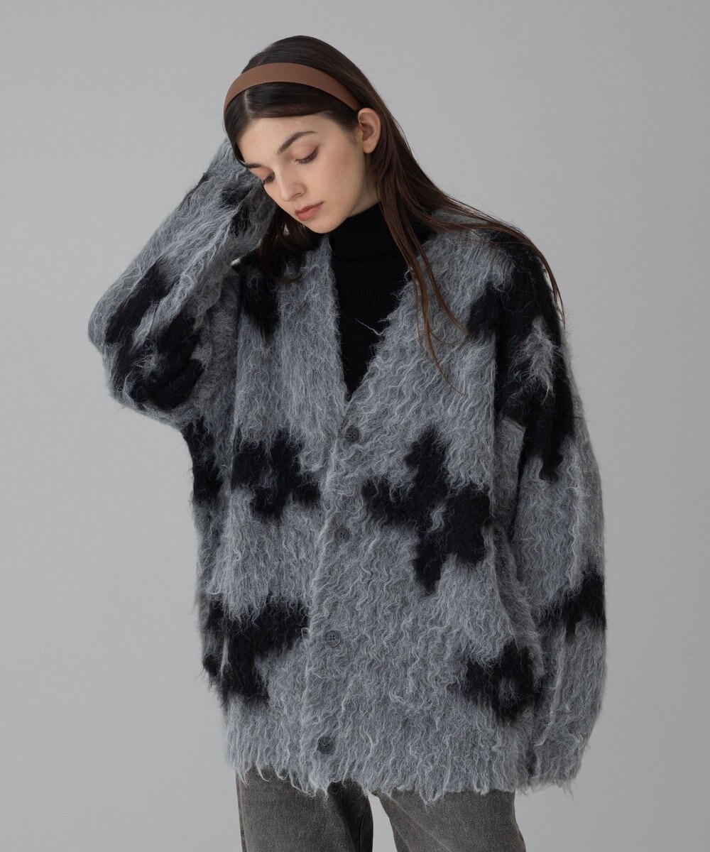 WEGO 【ユニセックス着用ITEM/MLサイズ展開】モヘアタッチパターンカーディガン 