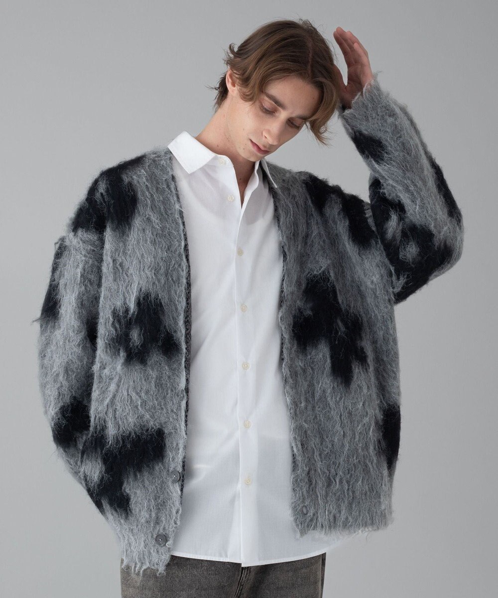 WEGO 【ユニセックス着用ITEM/MLサイズ展開】モヘアタッチパターンカーディガン 
