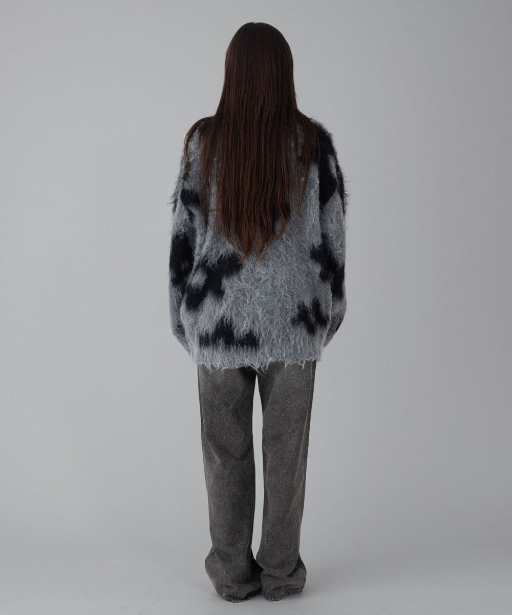 WEGO 【ユニセックス着用ITEM/MLサイズ展開】モヘアタッチパターンカーディガン 