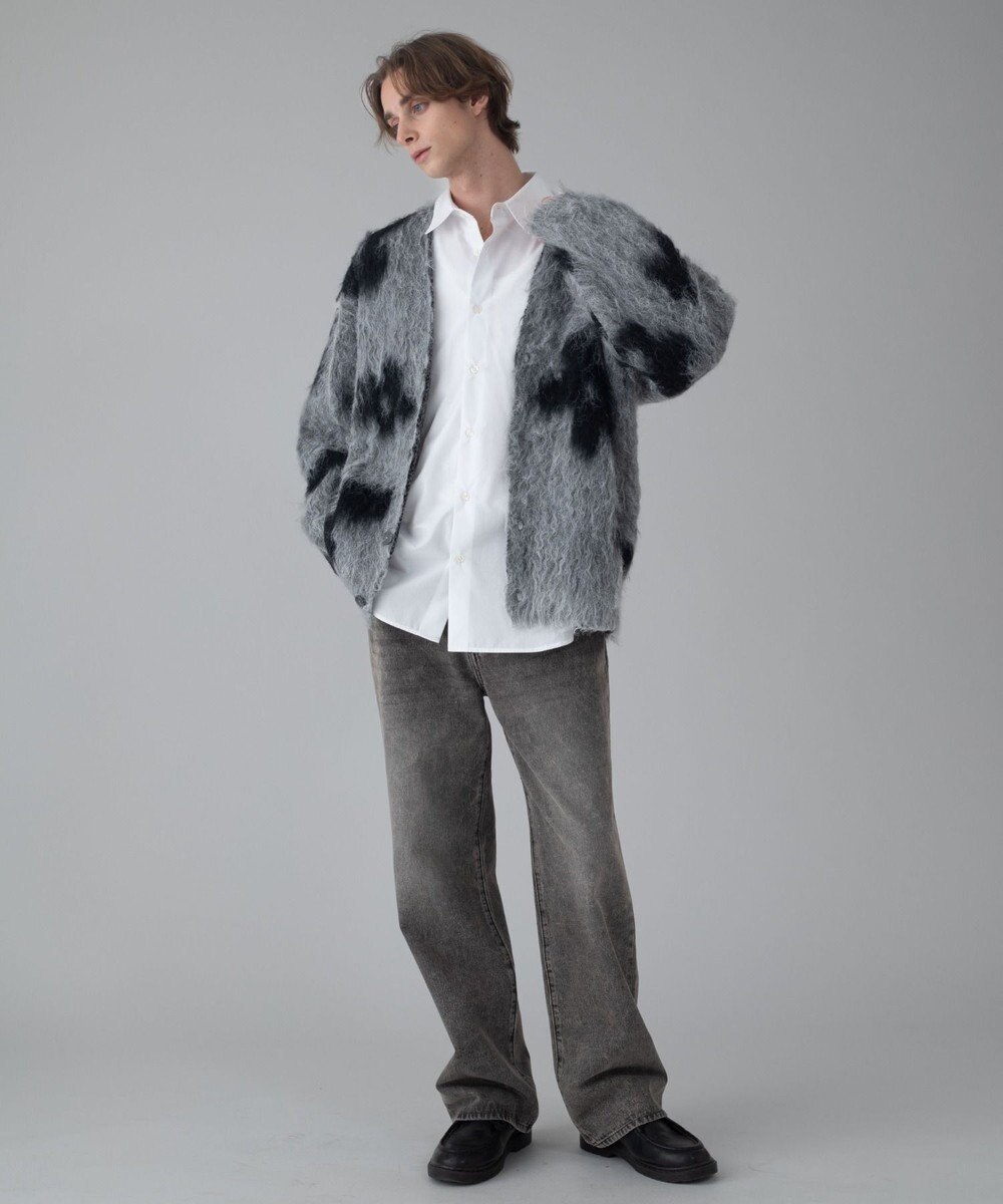 WEGO 【ユニセックス着用ITEM/MLサイズ展開】モヘアタッチパターンカーディガン 