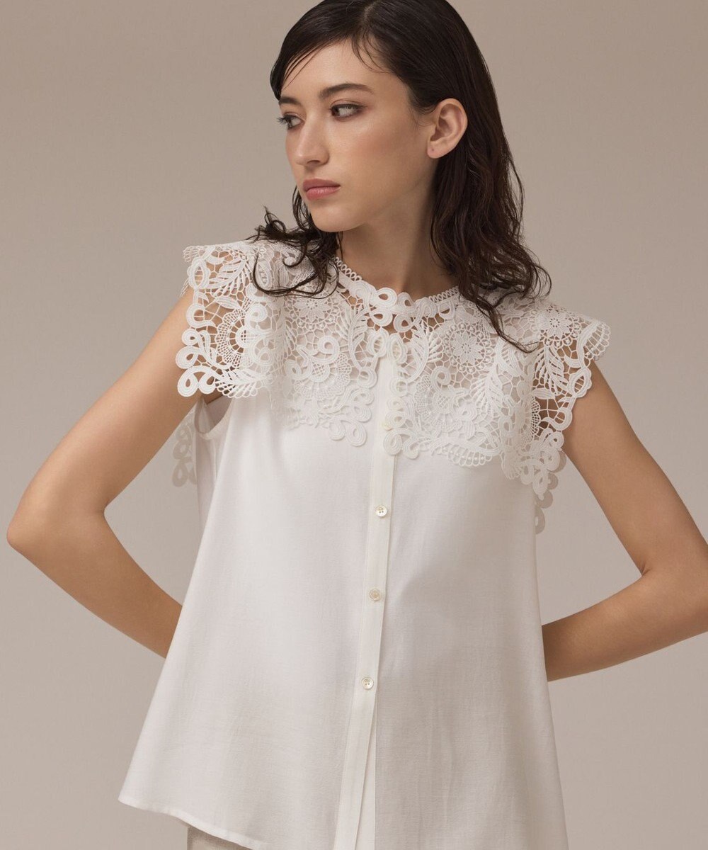 GRACE CONTINENTAL パターンレースカラーブラウス 