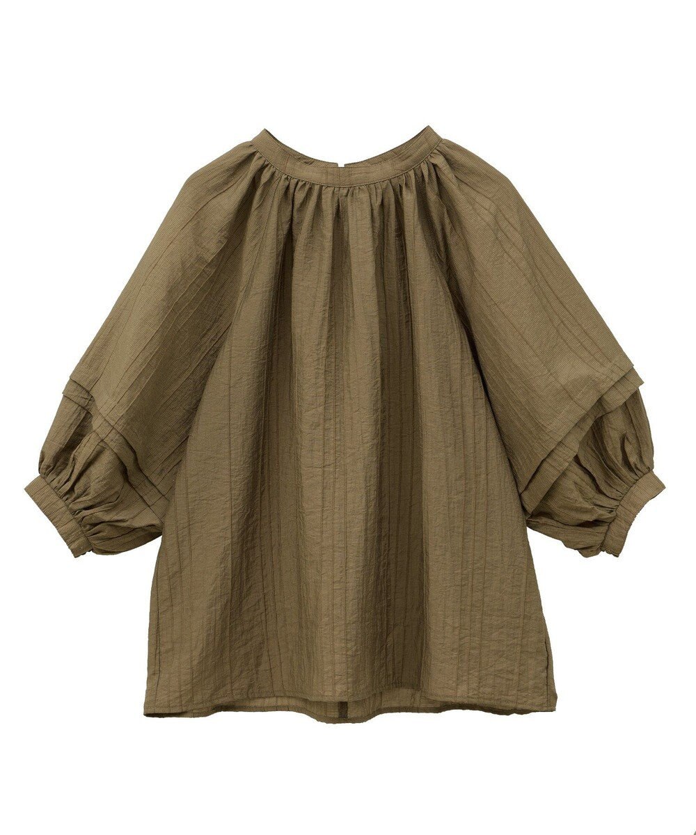 CRAFT STANDARD BOUTIQUE ストライプジャカードパフスリーブブラウス 