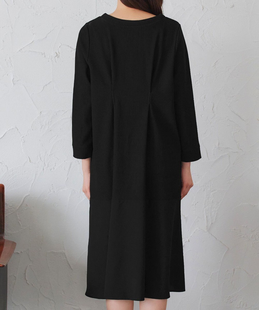 Tiaclasse L 【洗える】リップルコンビワンピース 