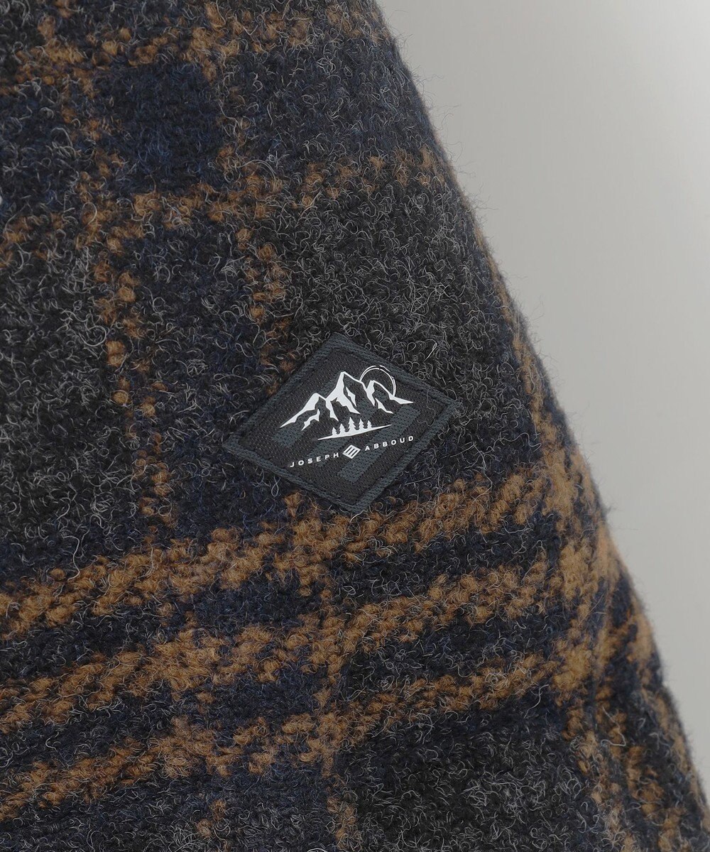 JOSEPH ABBOUD MOUNTAIN 【イタリア素材/ECOファー/9ポケット/ダウン】スライバーチェックダウン コート 