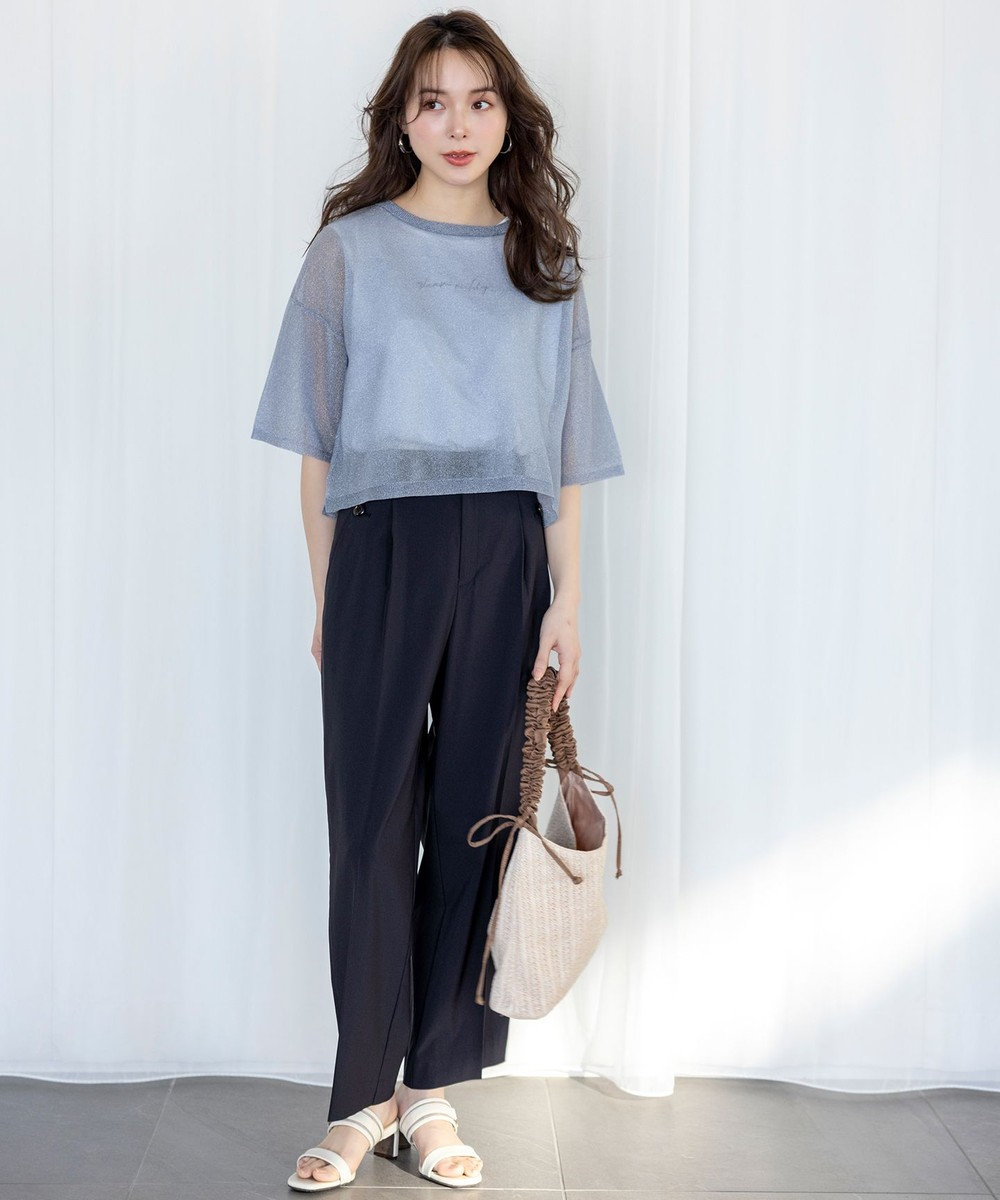 ANY SIS 【洗える】ノースリーブロゴ Tシャツ 