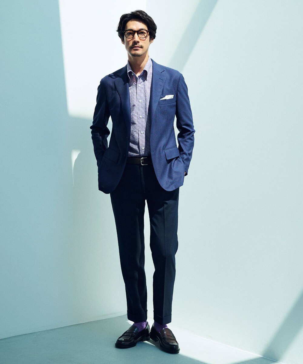 GOTAIRIKU 【通気性/ストレッチ/洗える】エアレースジャケット_ヘリンボーン柄 