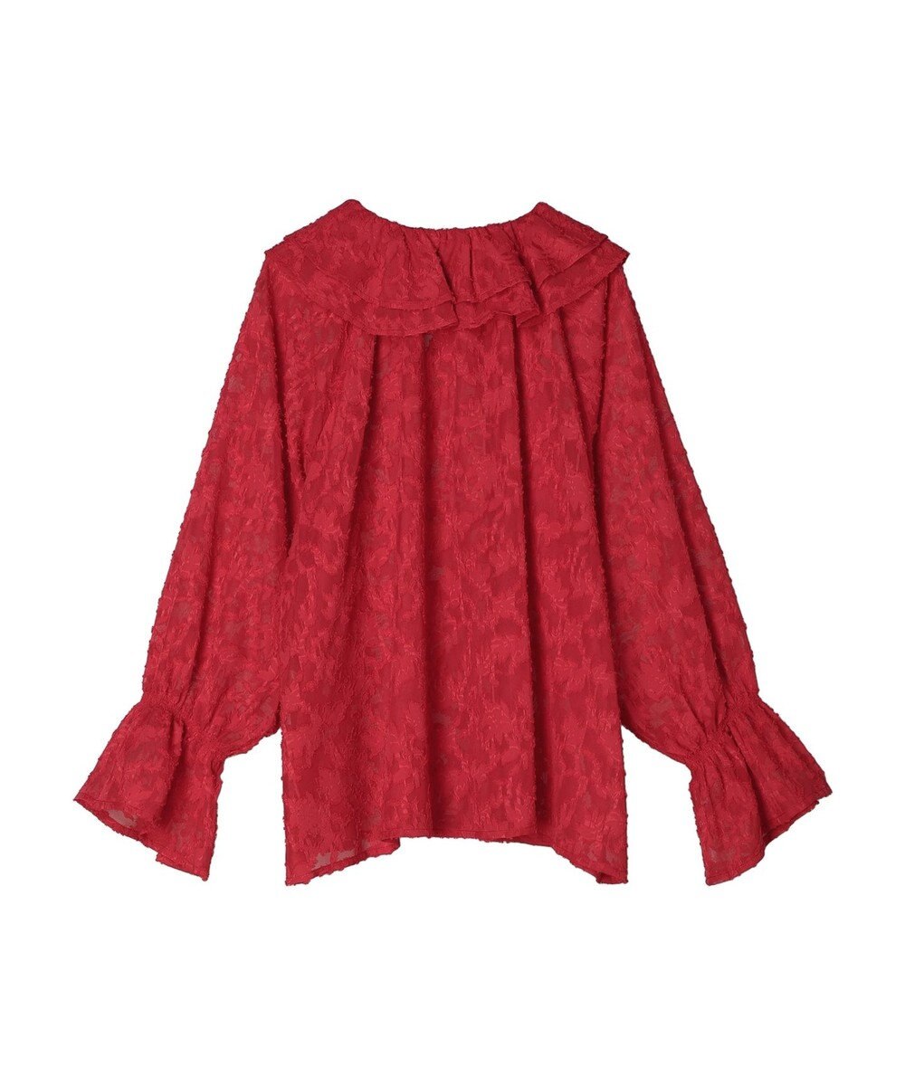 Green Parks シアージャガード花柄フリルブラウス 