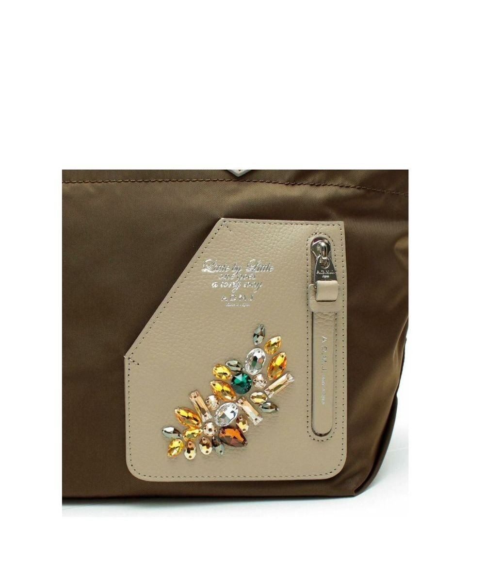A.D.M.J. 【撥水】デービス/スワロフスキー・クリスタル　ライダースファスナートート 