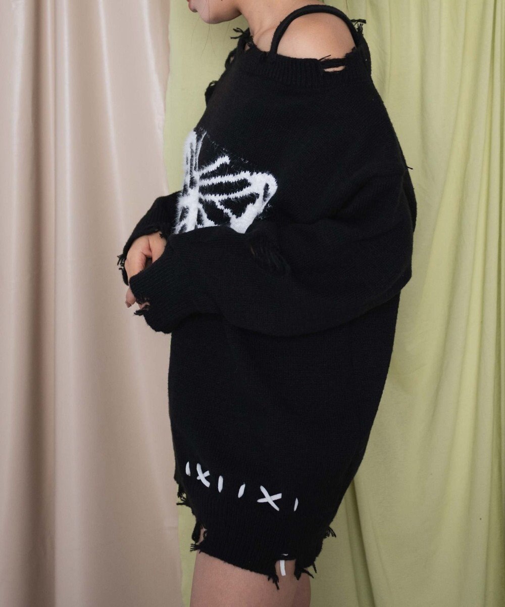 WEGO バタフライダメージワンショルダーニット 