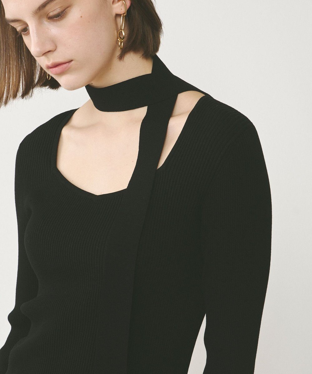 GRACE CONTINENTAL ボウタイリブニットトップ 