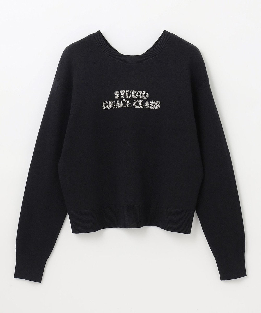 GRACE CONTINENTAL ロゴビジューニットトップ 