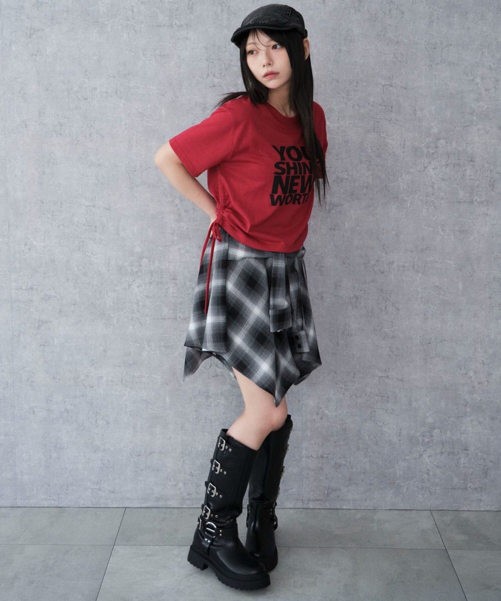 WEGO グラフィックショートサイドリボンドロストT 