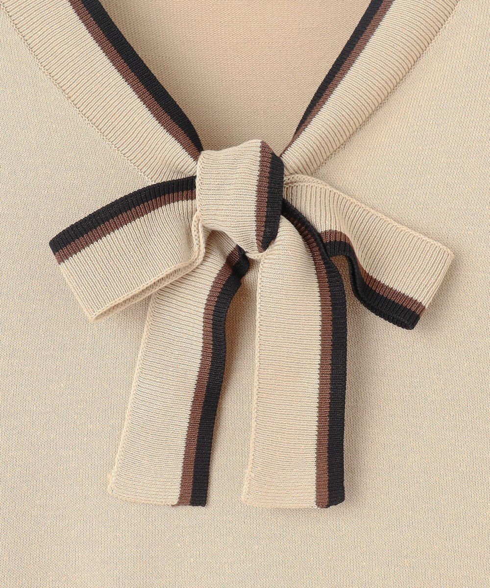 Feroux 【洗える】ニットドッキング ボウタイワンピース 