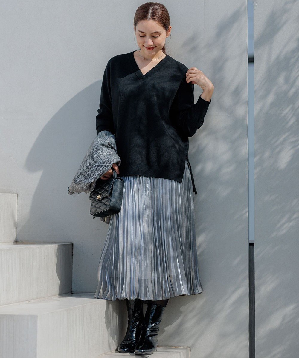 23区 L 【Lサイズ限定】ヴィスコースストレッチ Ｖネック ニット 