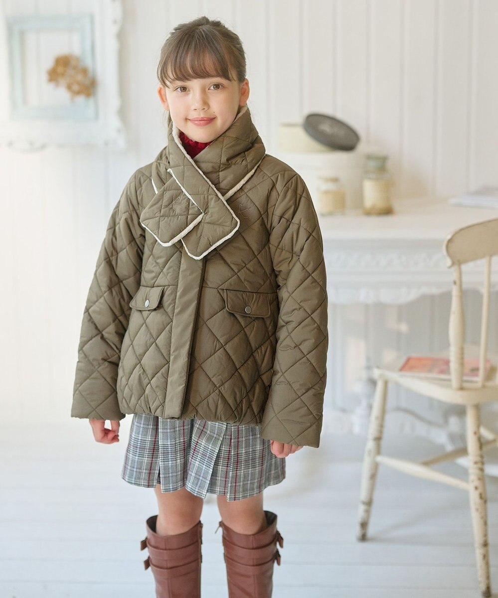 組曲 KIDS 【150-170㎝】マフラー付き中綿キルト アウター 
