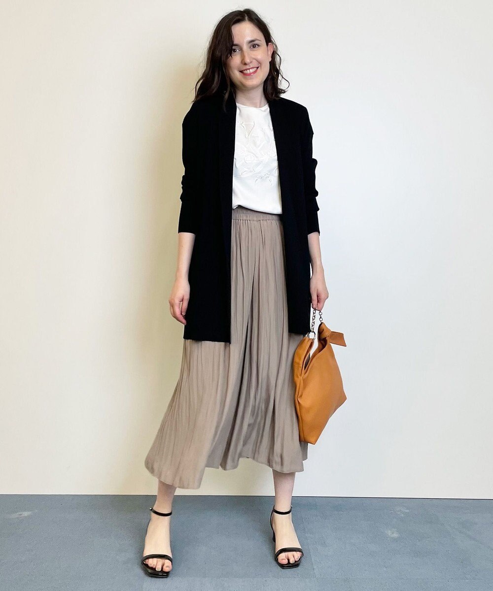 自由区 L 【セットアップ可/洗える】ブライトサテンライト ギャザーパンツ 