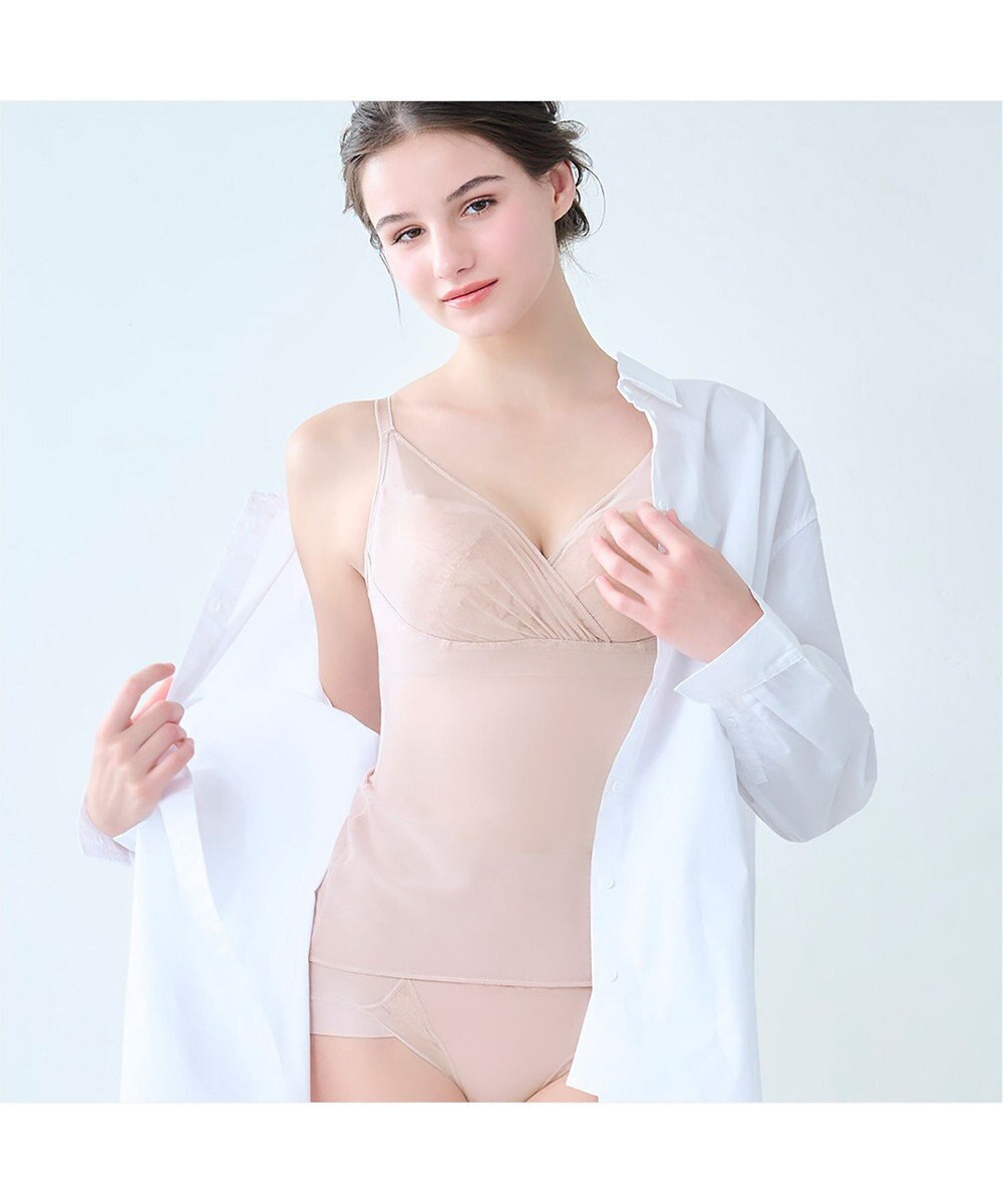 BRADELIS New York 【BRADELIS NewYork peace / ノンワイヤー】綿さらタッチ!ナチュラルフィットブラキャミ25 ブラデリス 補正 下着 カップ付き ブラトップ キャミソール 