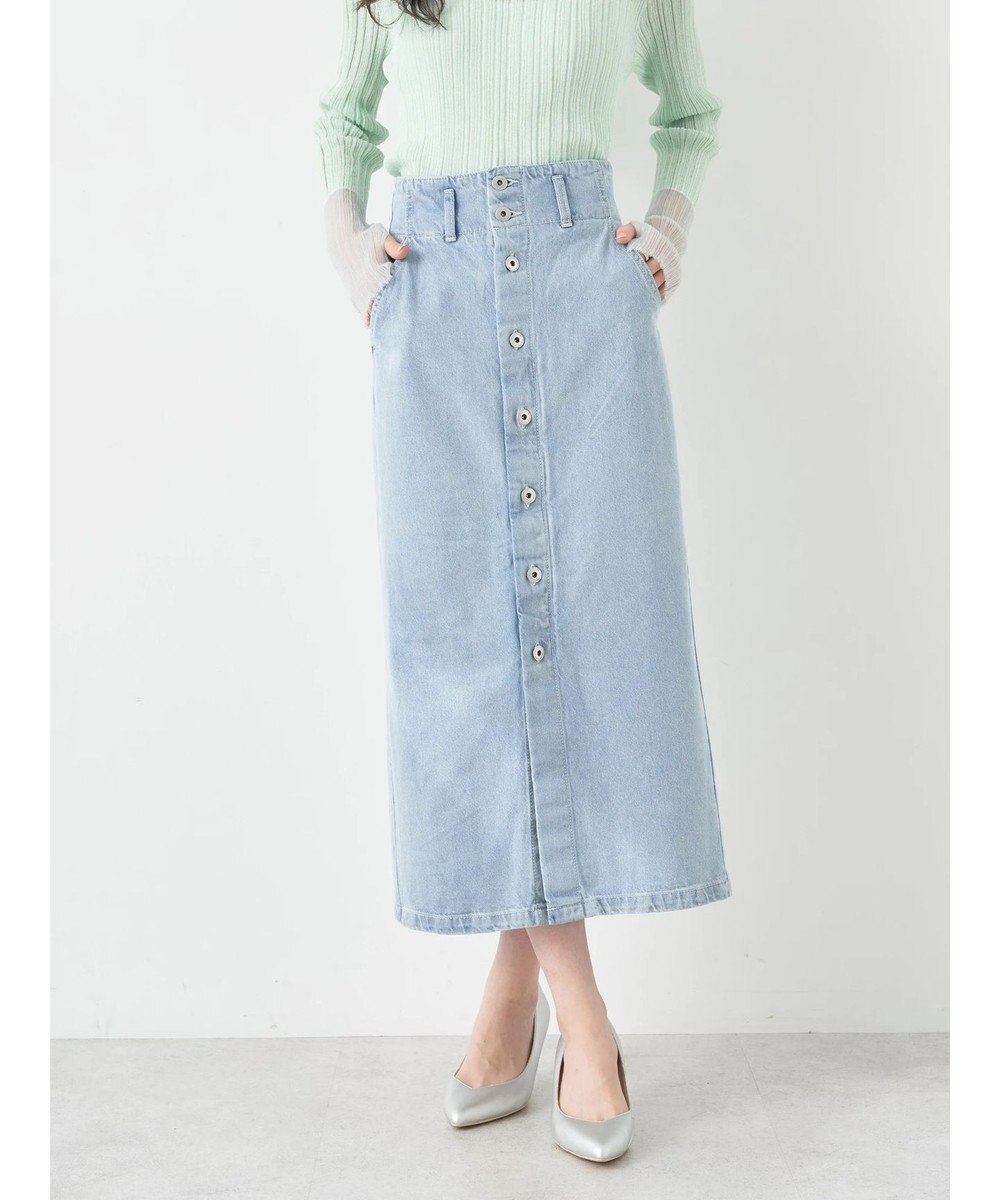 earth music&ecology ボタンナローデニムスカート 