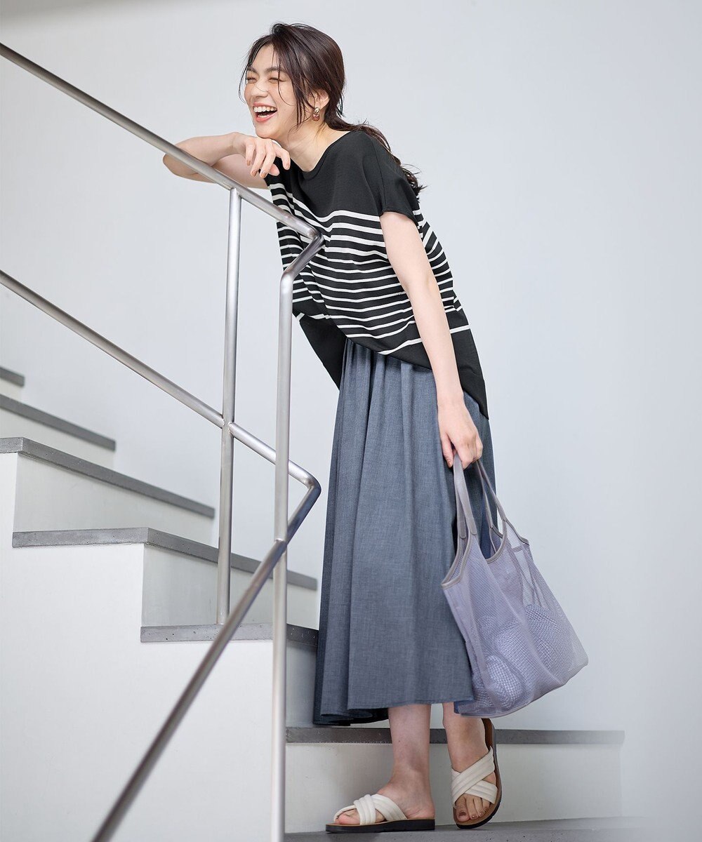 ANY L 【洗濯機可/接触冷感/UVカット/アンチピリング】フレンチスリーブニットプルオーバー 