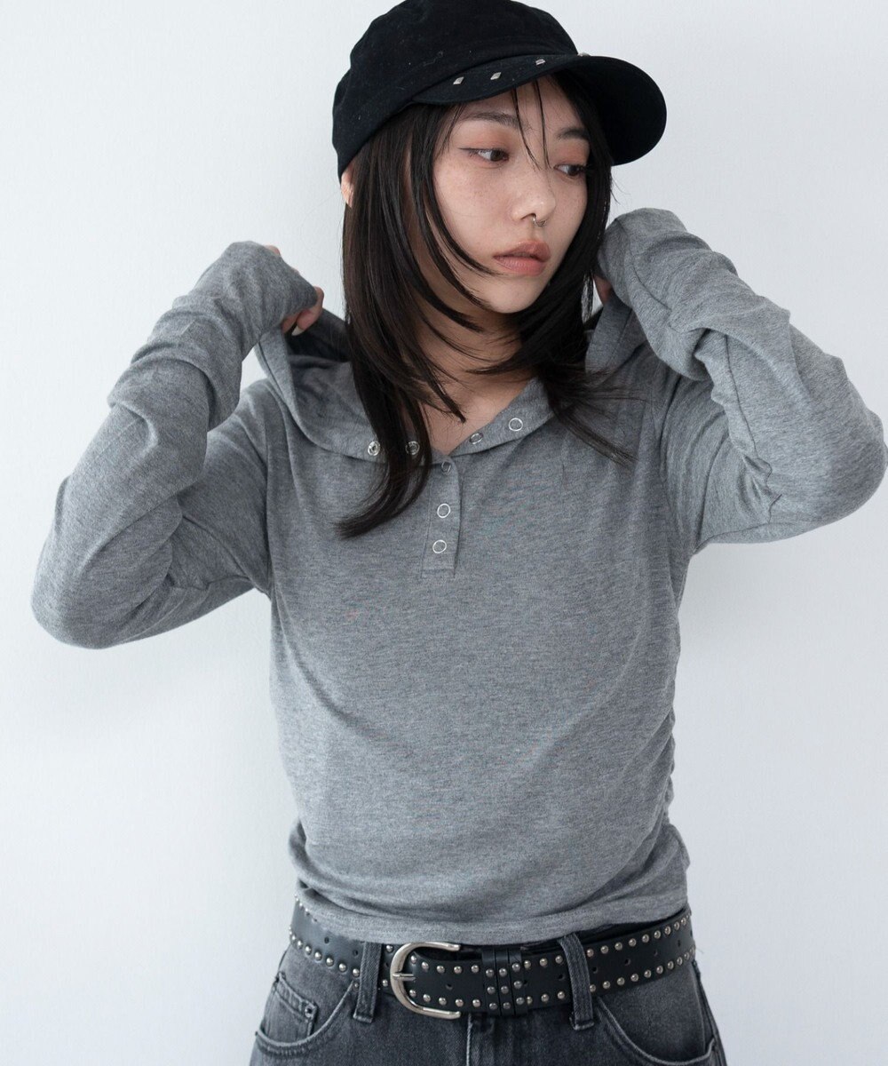 WEGO ヘンリーネックフードロンT 