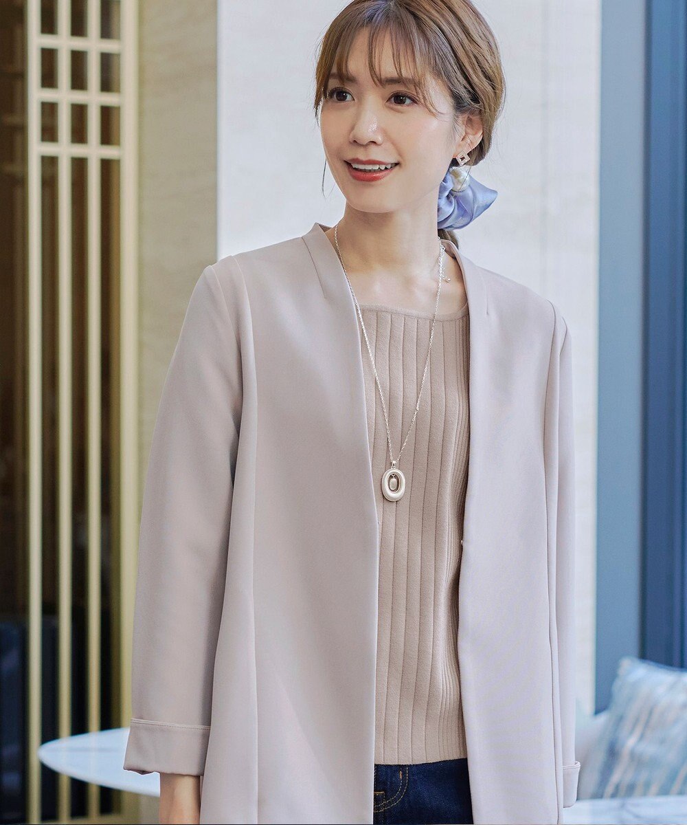 Tiaclasse 【洗える】スクエアネックリブ編みニットトップス 