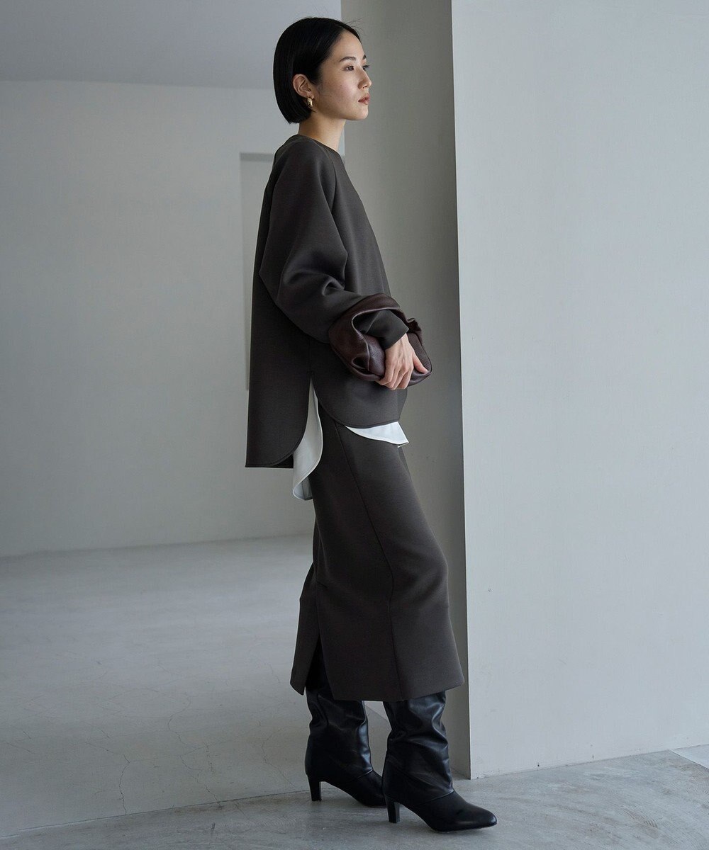 UNFILO L 【野呂佳代さん着用】BEAUTY FORM JERSEY バックZIPプルオーバー 