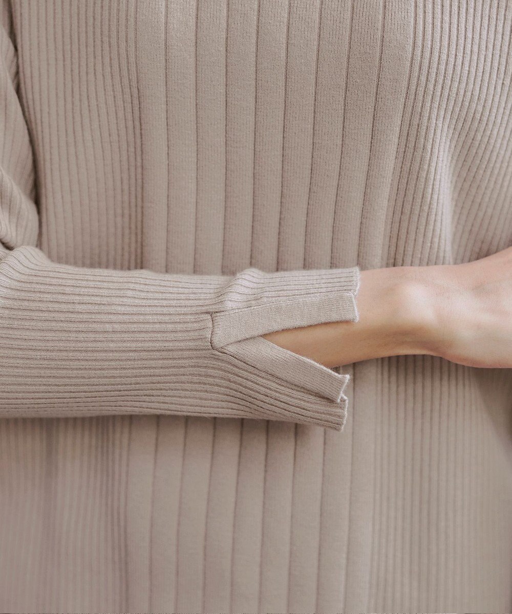 Tiaclasse 【洗える】スクエアネックリブ編みニットトップス 