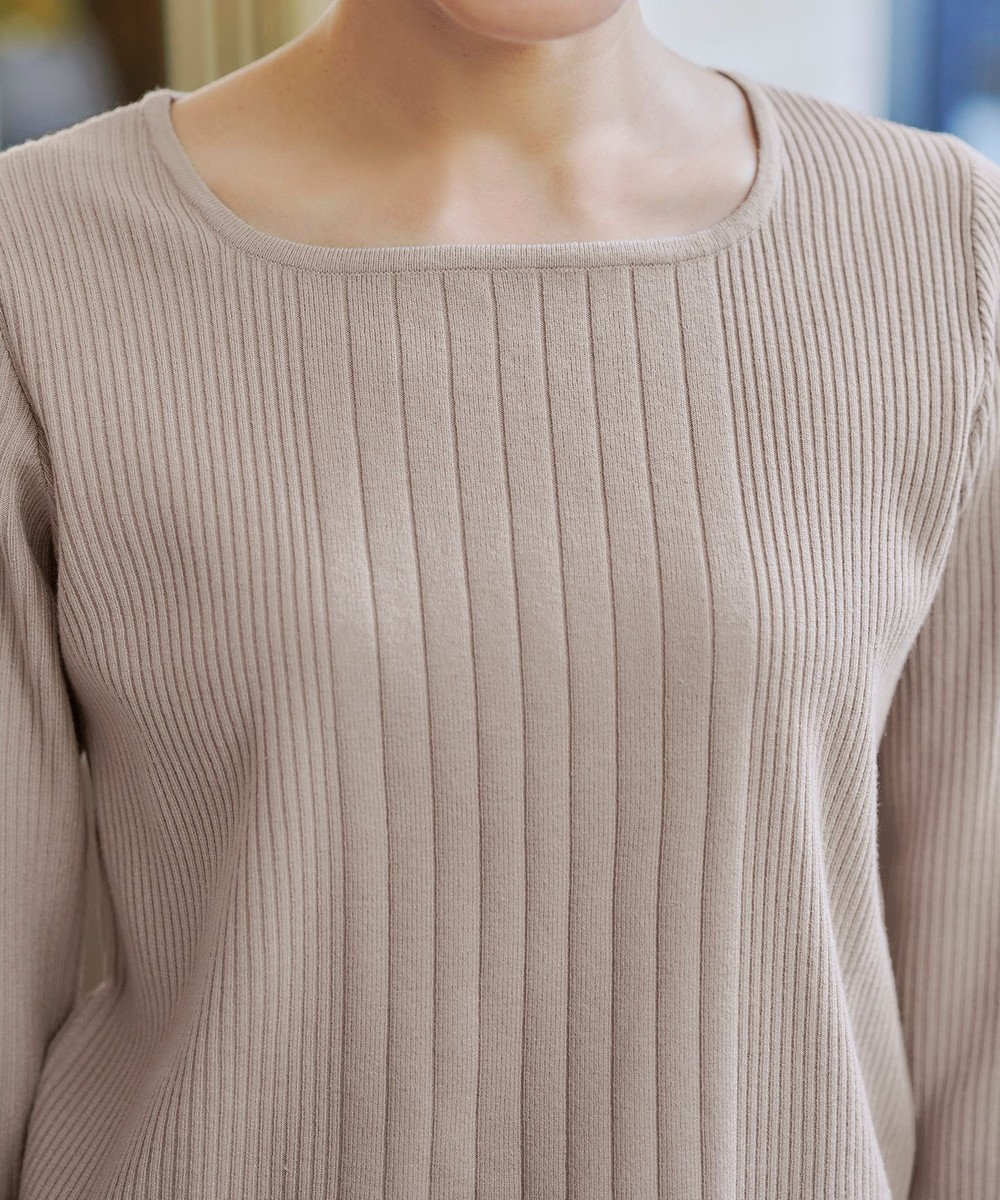 Tiaclasse 【洗える】スクエアネックリブ編みニットトップス 