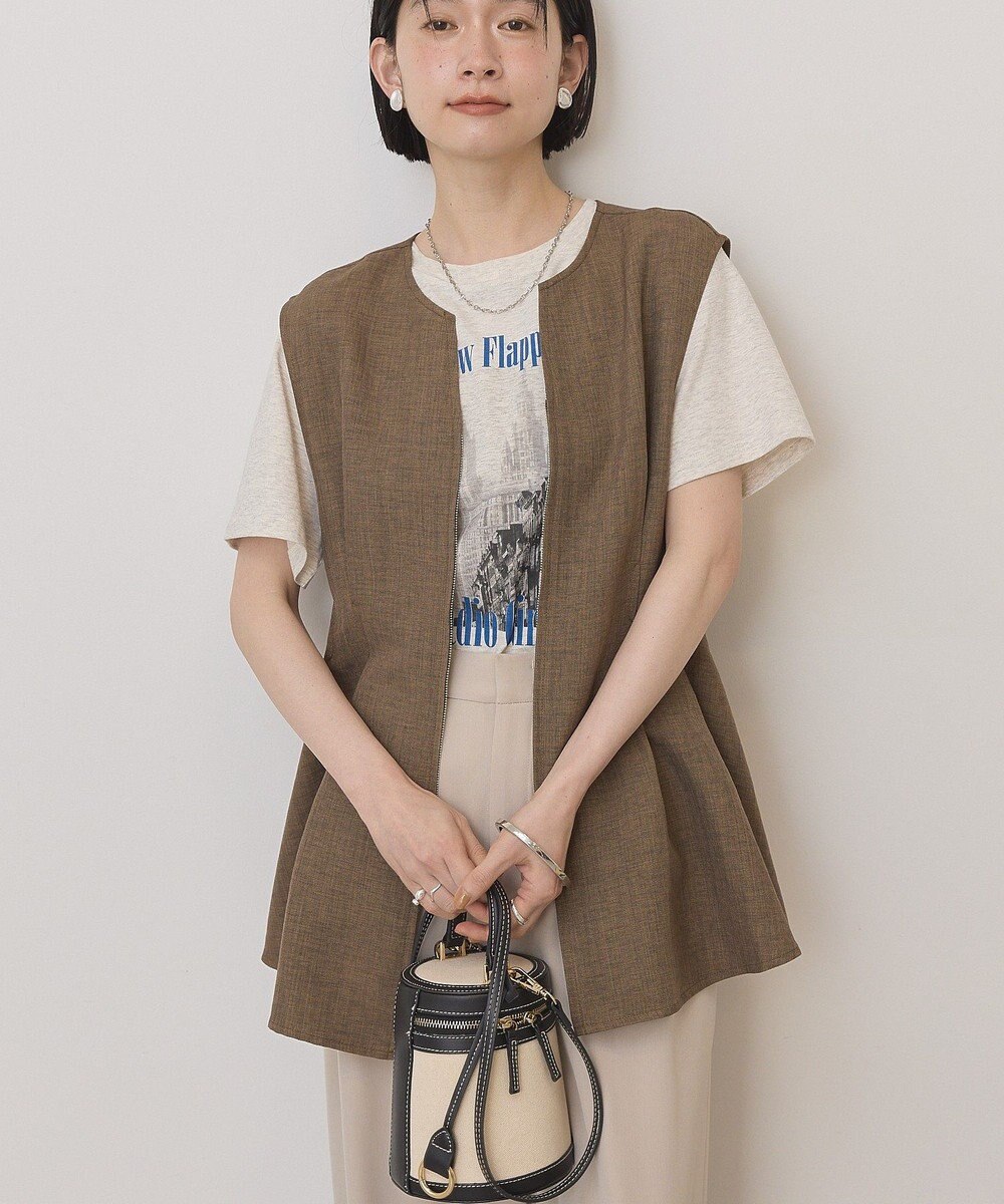 AMERICAN HOLIC 【イージーケア】リネンライクペプラムベスト 