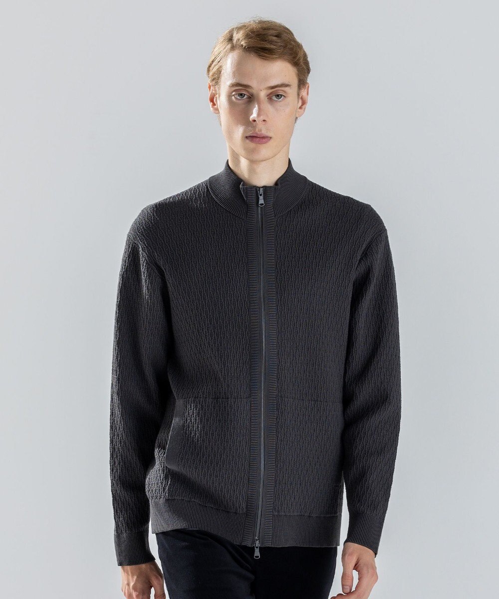 JOSEPH HOMME 【新柄】 ヴィスコースリンクス　ハイネックジップアップカーディガン 