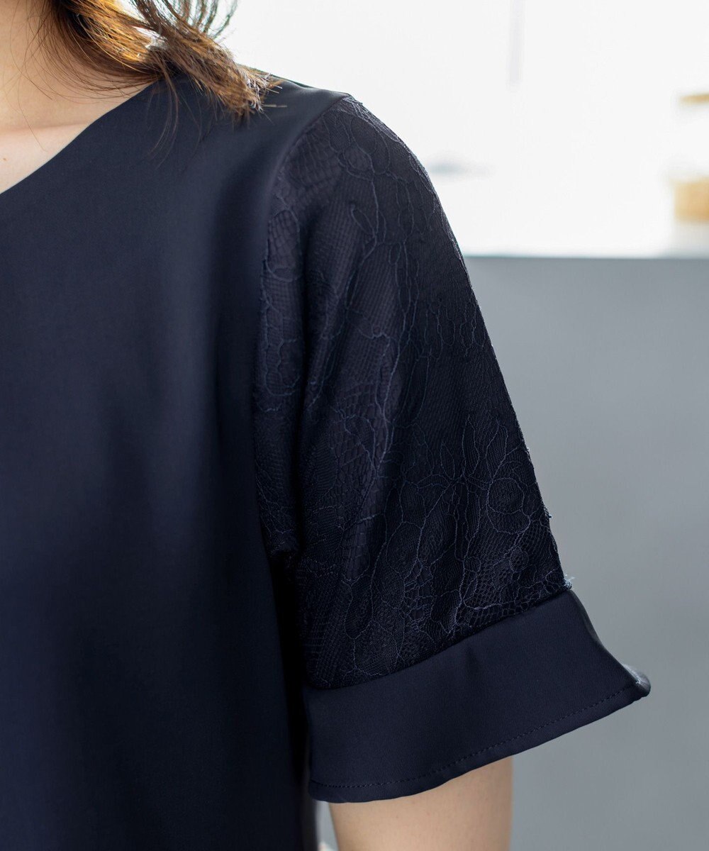 Tiaclasse 【新色追加・洗える】体型カバーも叶うレーススリーブブラウス 