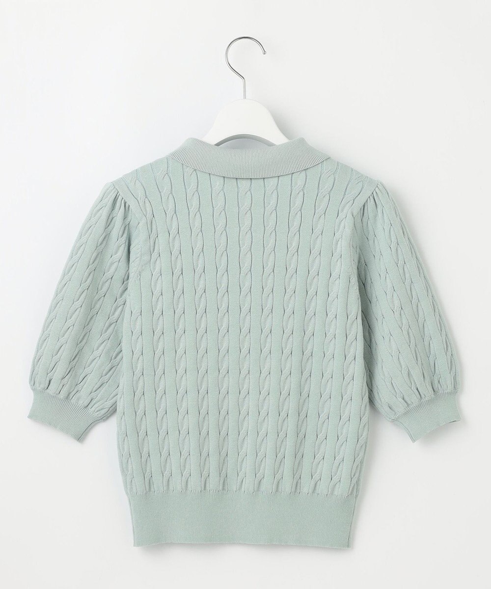 Feroux 胸元刺繍ケーブルポロ ニット 