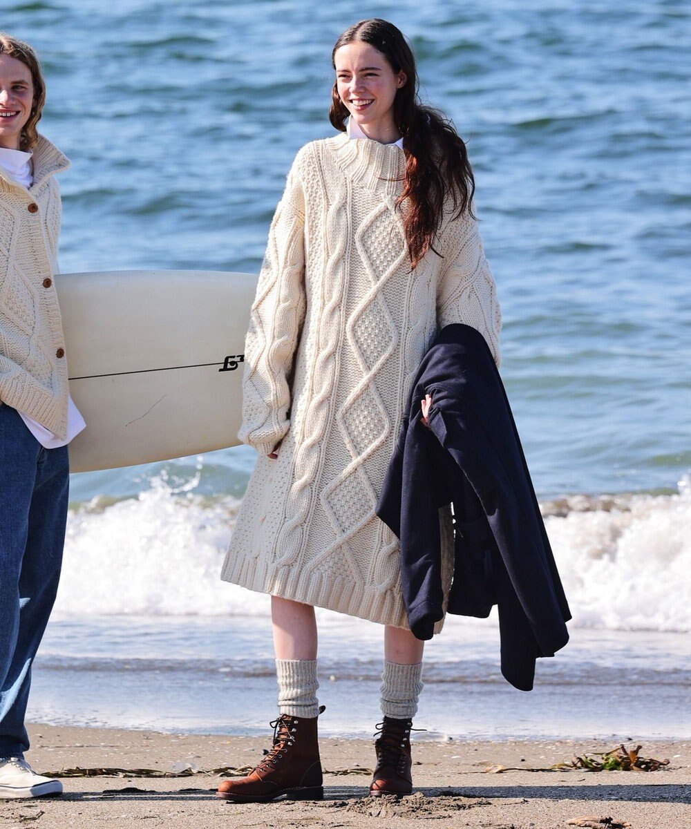 LENO ARAN ONEPIECE　アラン柄ニットワンピース 