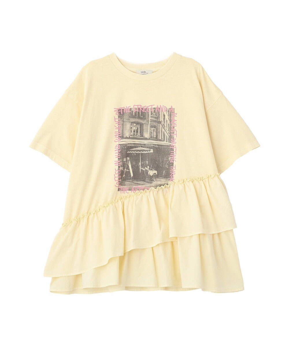earth music&ecology 異素材ドッキンググラフィックTシャツ 