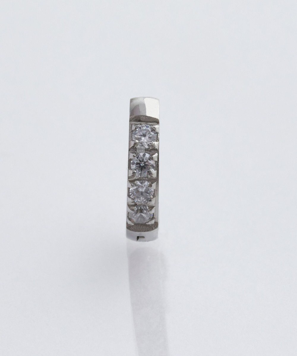 Phoebe 【金属アレルギー対応】ワンタッチビジューフープミニピアス(片耳)/サージカルステンレス シルバー 