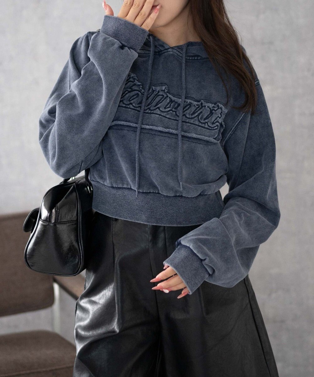 WEGO ロゴアシッドウォッシュパーカー 