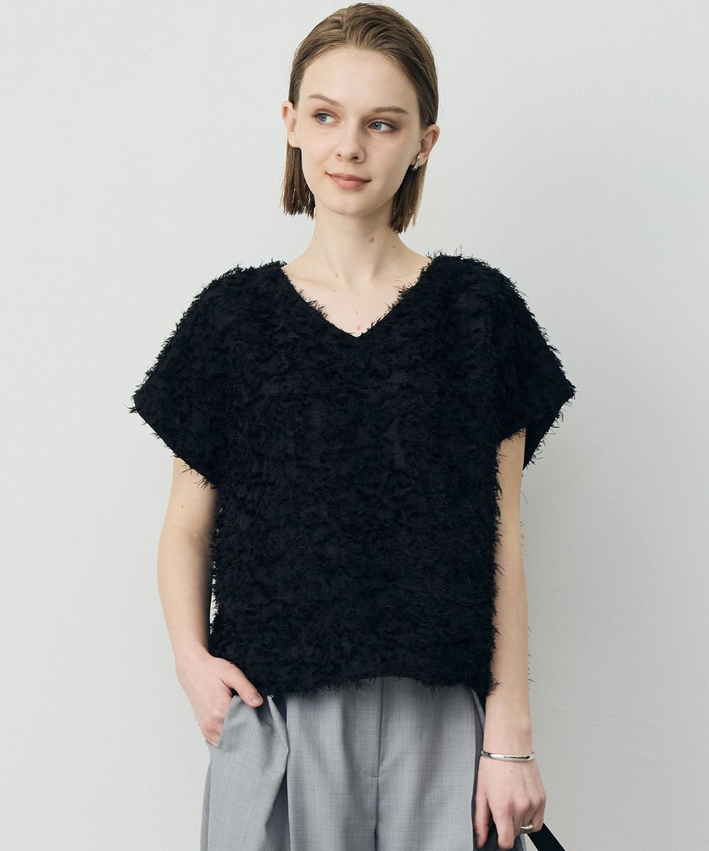 ICB L シアーカットジャガード Vネックトップス 